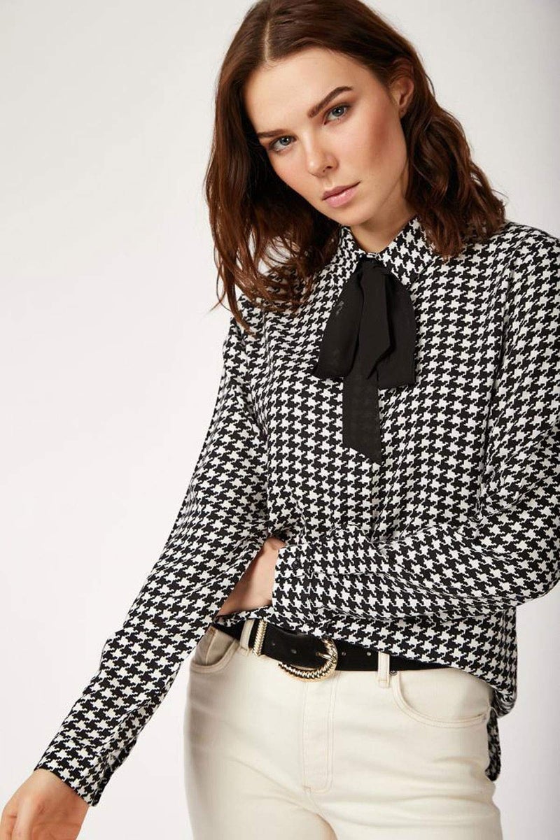 BIG DART Blouses for Women Fashion, Casual Long Sleeve Button Down Shirts Tops, XS-3XL (Black and White, Small) - Image 3